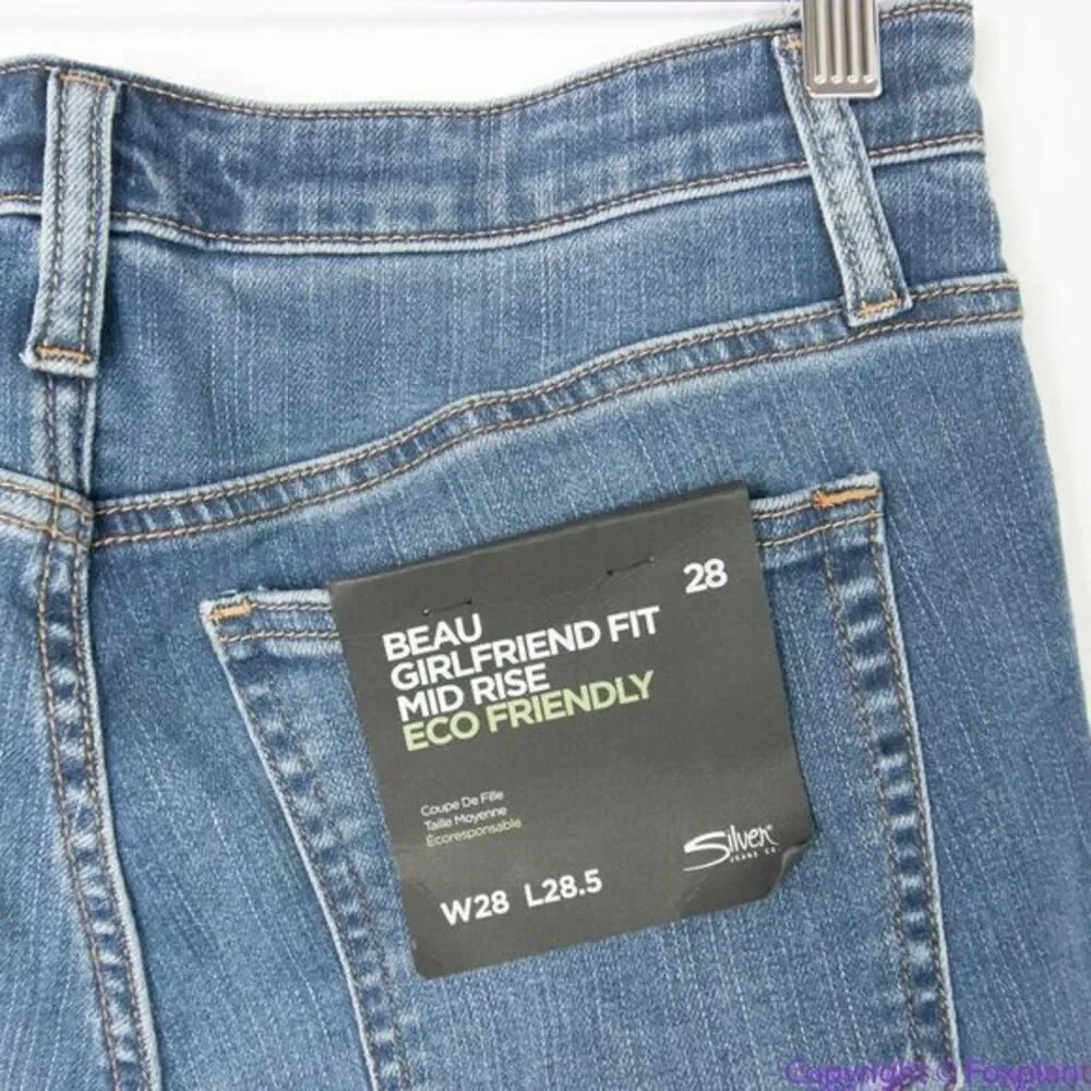 NEW Silver Jeans Co.‎ Women's Beau Mid Rise Slim Leg Jeans, 28